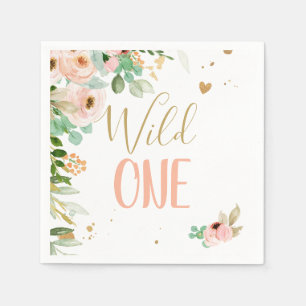 Serviette En Papier Fleurs florales d'une fille d'anniversaire sauvage
