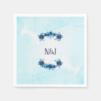 Fleurs Florales Vintage Aquarelle Bleu Indigo