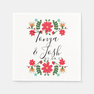 Serviette En Papier Fleurs folkloriques mexicaines de mariage