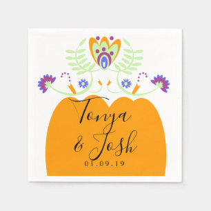 Serviette En Papier Fleurs folkloriques mexicaines Mariage   Citrouill