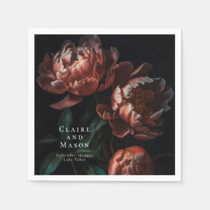 Serviette En Papier Fleurs gothiques romantiques Moody Mariage
