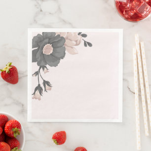 Serviette En Papier fleurs gris rose poussiéreuses avec de mignons bou