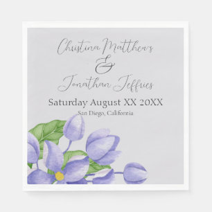 Serviette En Papier Fleurs Lilac d'aquarelle romantique sur violet