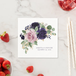 Serviette En Papier Fleurs luxuriantes   Bouquet pourpre et rose