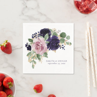 Serviette En Papier Fleurs luxuriantes | Bouquet pourpre et rose