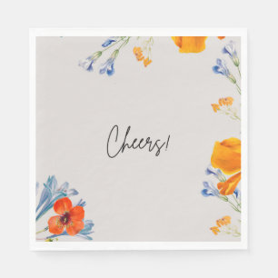 Serviette En Papier Fleurs modernes de Cheers Nastartium Bleu Botaniqu