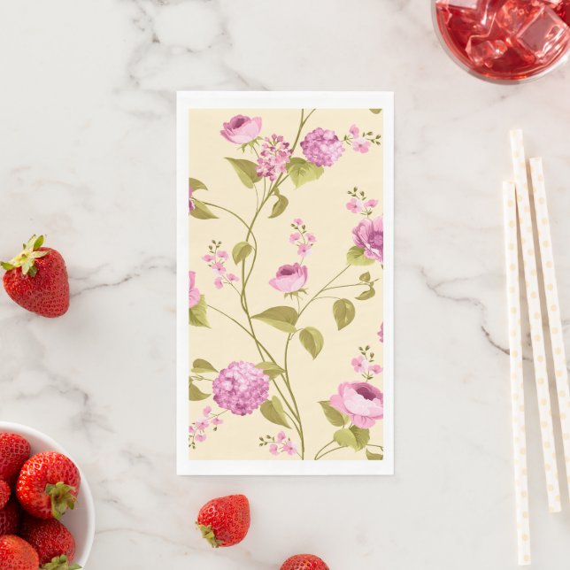 Serviette En Papier Fleurs Motif 16 (En situation)