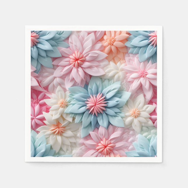 Serviette En Papier Fleurs Pastel (Devant)