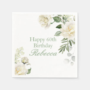 Serviette En Papier Fleurs pastel pour 60e anniversaire