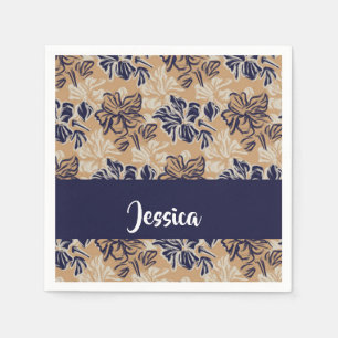 Serviette En Papier Fleurs peintes sur marron