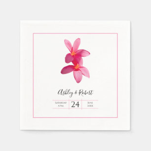 Serviette En Papier Fleurs Plumeria rose, serviettes Mariages modernes