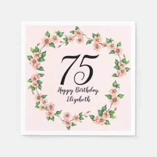 Serviette En Papier Fleurs pour 75e anniversaire rose pâle joli