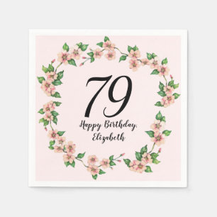 Serviette En Papier Fleurs pour 79e anniversaire joli rose tendre