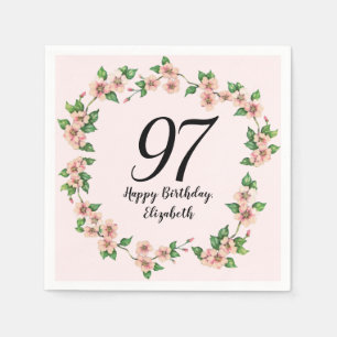 Serviette En Papier Fleurs pour 97e anniversaire Joli rose saumon