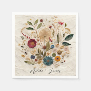 Serviette En Papier Fleurs Pressées de Whimsical Garden Mariage Bohème