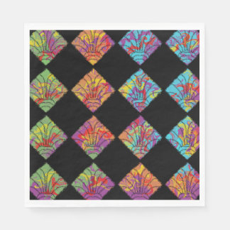 Serviette En Papier Fleurs Psychedéliques Diamants Abstrait Coloré