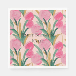 Serviette En Papier Fleurs roses