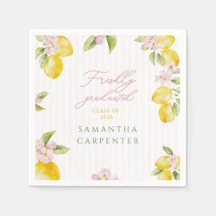 Serviette En Papier Fleurs roses de citron fraîchement diplômé