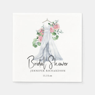 Serviette En Papier Fleurs roses élégantes et verdure - douche de mari