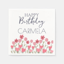 Fleurs roses et Coeurs Anniversaire