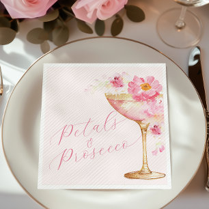 Serviette En Papier Fleurs roses et prosecco Fête de mariage Floral