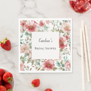 Serviette En Papier Fleurs Roses Rouges Baby Shower