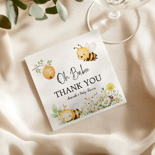 Serviette En Papier Fleurs Rustiques Oh Bébé Abeille Fête de Naissance