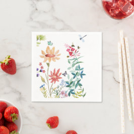 Serviette En Papier Fleurs sauvages aquarelle