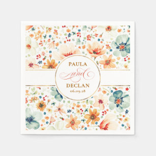 Serviette En Papier Fleurs sauvages aquarelle Elegant Mariage de autom