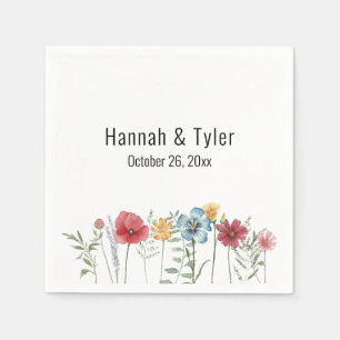 Serviette En Papier Fleurs sauvages aquarelles multicolores personnali