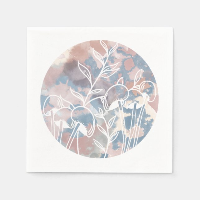 Serviette En Papier Fleurs sauvages blancs aquarelle (Devant)