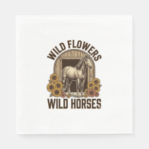 Serviette En Papier Fleurs sauvages Chevaux sauvages Chemise Western V