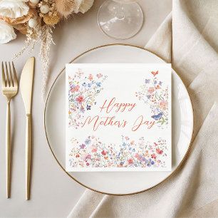 Serviette En Papier Fleurs Sauvages Colorées Élégantes Joyeuse Fête de