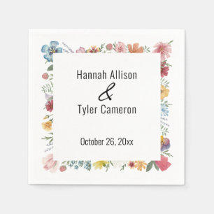 Serviette En Papier Fleurs sauvages d'aquarelle multicolore personnali