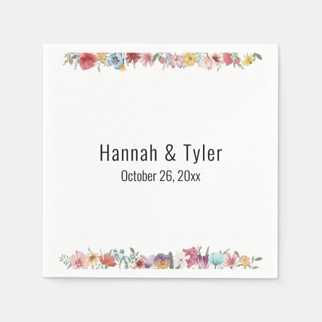 Serviette En Papier Fleurs sauvages d'aquarelle multicolore personnali (Devant)
