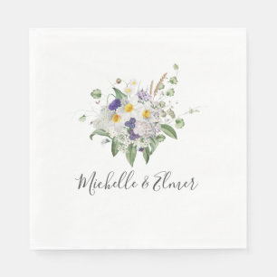 Serviette En Papier Fleurs Sauvages de Campagne Bouquet de Mariage