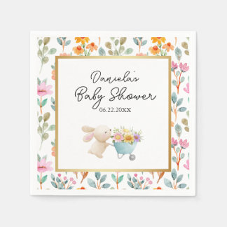 Serviette En Papier Fleurs Sauvages de Petit Lapin Mignon Baby Shower