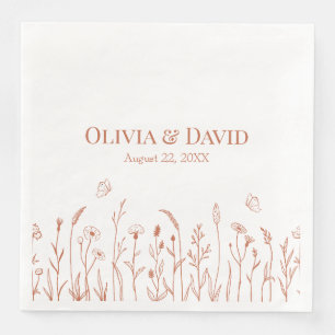 Serviette En Papier Fleurs sauvages et fichiers Butterfiles Mariage se