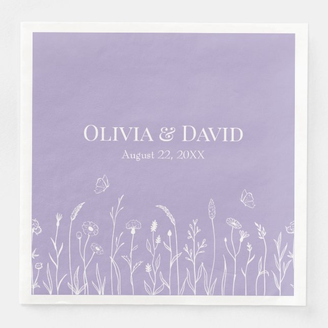 Serviette En Papier Fleurs sauvages et fichiers Butterfiles Mariage se (Devant)