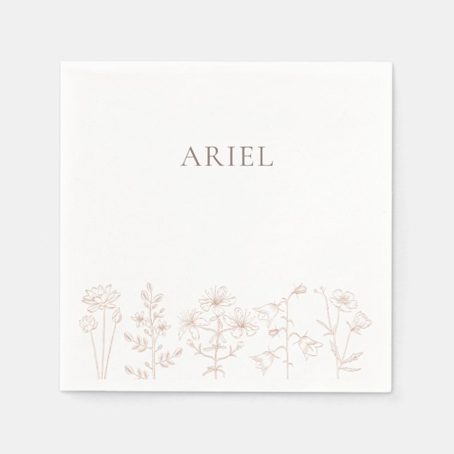 Serviette En Papier Fleurs sauvages fête d'anniversaire élégante servi (Devant)