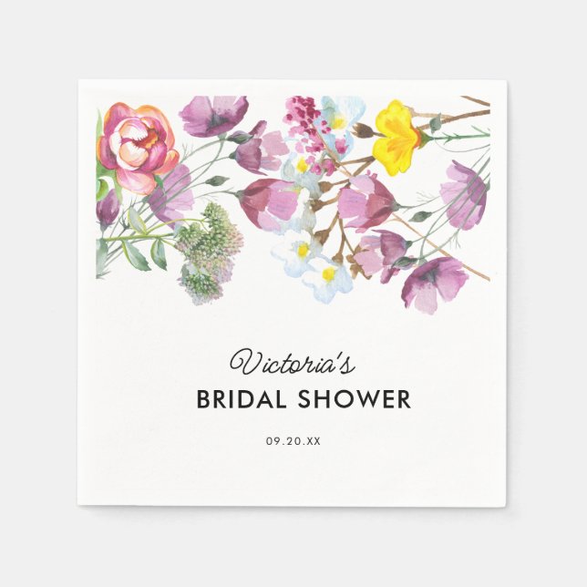 Serviette En Papier Fleurs sauvages | Fête des mariées Boho (Devant)