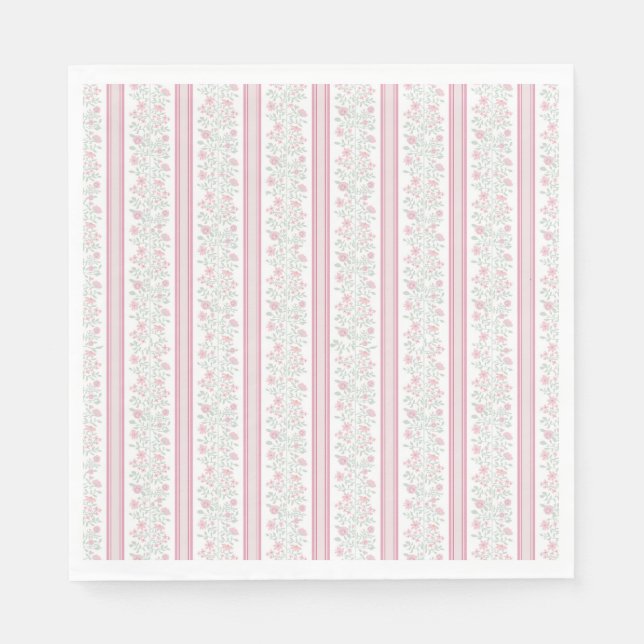 Serviette En Papier Fleurs sauvages florales roses Coquette (Devant)