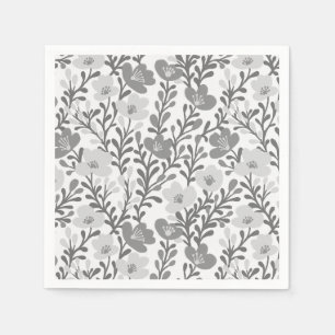 Serviette En Papier Fleurs Sauvages Grises Fleurs Bébé Naissance Perso