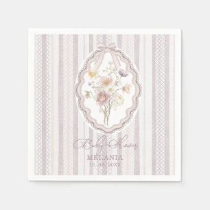 Serviette En Papier Fleurs sauvages pastel aquarelle noeud papillon de