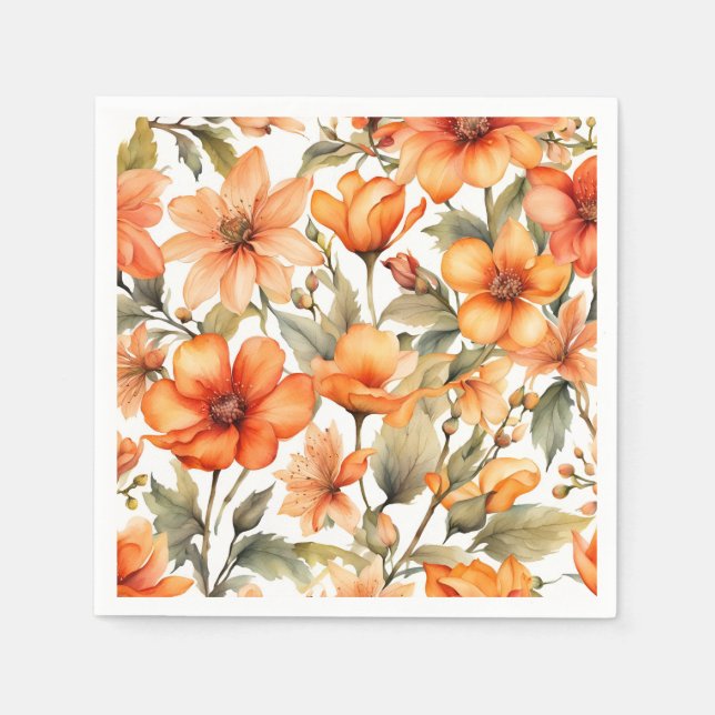 Serviette En Papier Fleurs sauvages rouges Aquarelle Art (Devant)