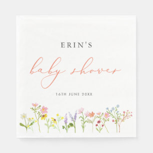 Serviette En Papier Fleurs sauvages rustiques Baby shower personnalisé