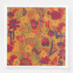 SERVIETTE EN PAPIER FLEURS SAUVAGES TULIPES ROUGES JAUNES BLEUES, FEUI