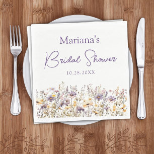 Serviette En Papier Fleurs Sauvages Violettes Mariage Floral
