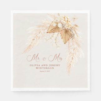 Serviette En Papier Fleurs séchées Boho et Mariage en herbe Pampas
