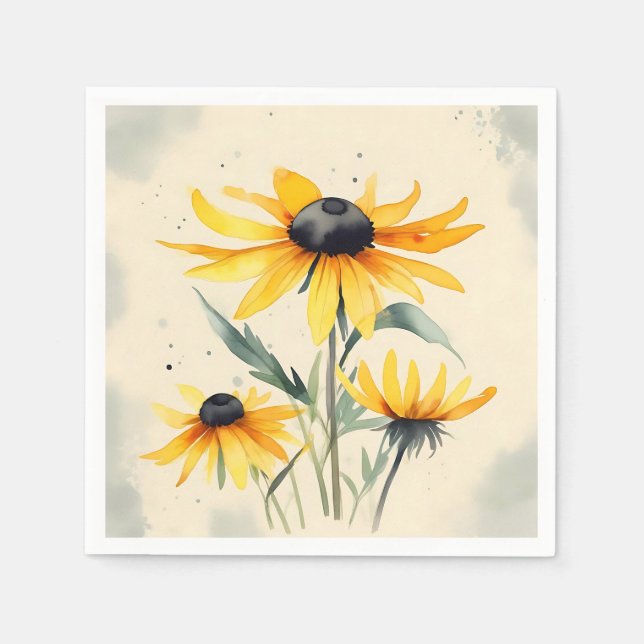 Serviette En Papier Fleurs Susan aux yeux noirs (Devant)